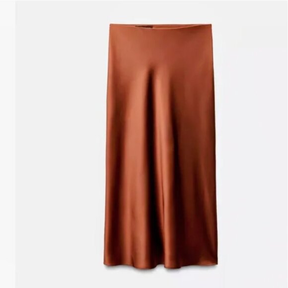 ZARA SATIN EFFECT MIDI SKIRT NWT - Picture 11 of 12